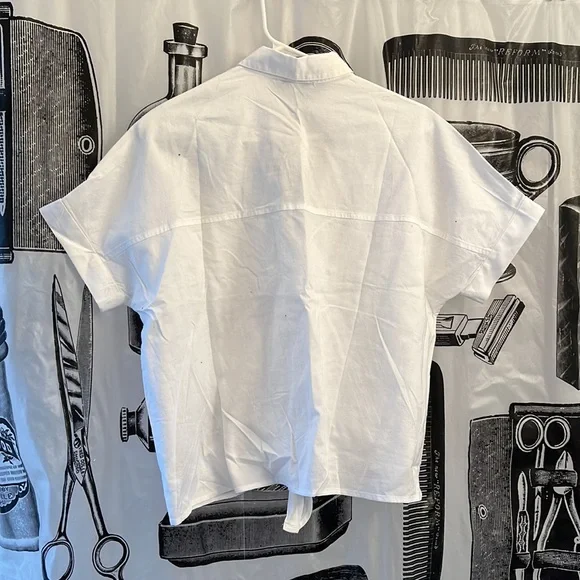 Madewell White Button-down Tie Collared T-Shirt - Picture 2 of 3